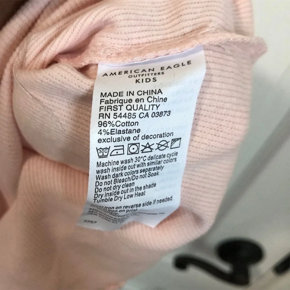 American Eagle Kids Pink Ribbed Cold Shoulder Lettuce Hem Top Size 16 13-14Y NWT